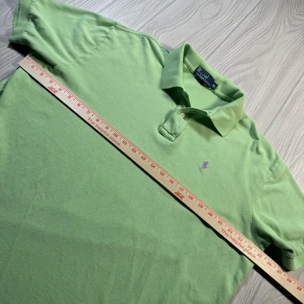 Vintage Polo Ralph Lauren Golf Shirt Mens XL Lime Green Pony Logo Preppy Classic
